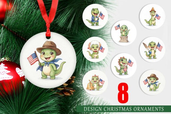 Chibi Founding Father Dino Ornament PNG Review for Embroidery Projects