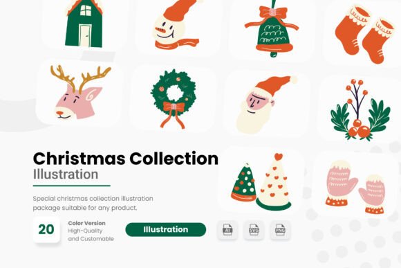 Chrismast Collection Illustration: A Festive Graphic Design Asset for Crafters