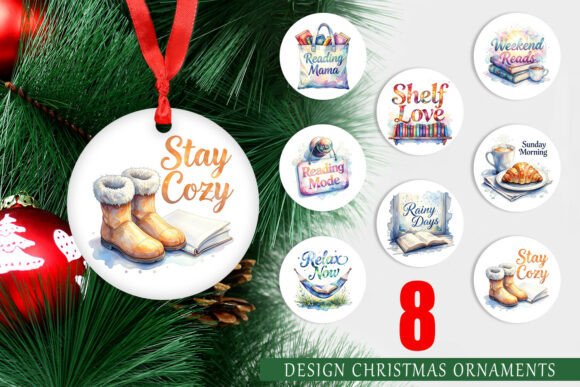 Cozy Retro Book Watercolor Ornament PNG Review