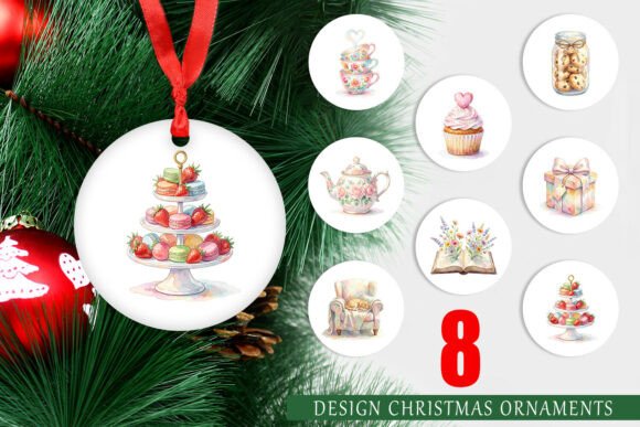 Cozy Tea Time Watercolor Ornament: A Versatile Illustration for Crafters