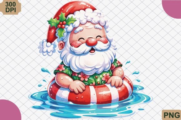 Cute Baby Santa Pool Float PNG: A Playful Graphic Design Asset for Seasonal Blogging