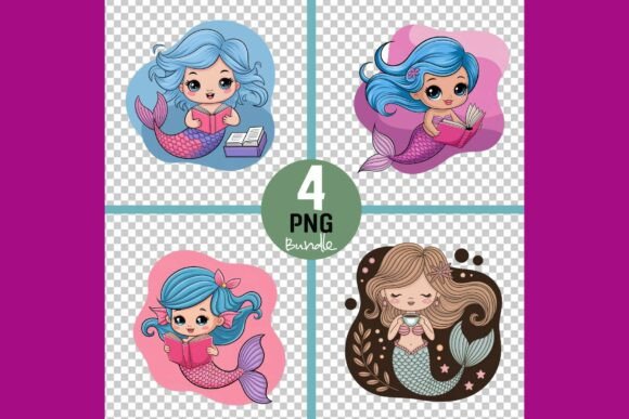 Cute Mermaid Girls Reading Books Bundle: A Designer’s Perspective