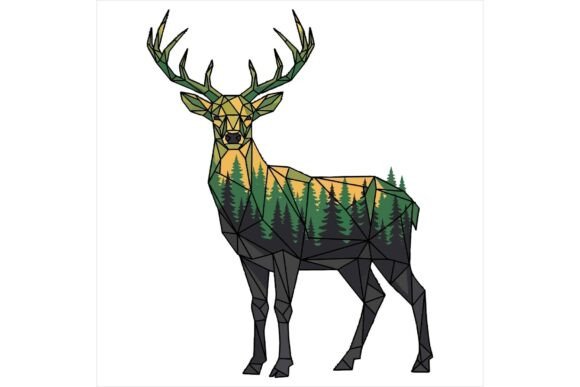 Deer with Forest Patterned Illustration for Small Business Branding