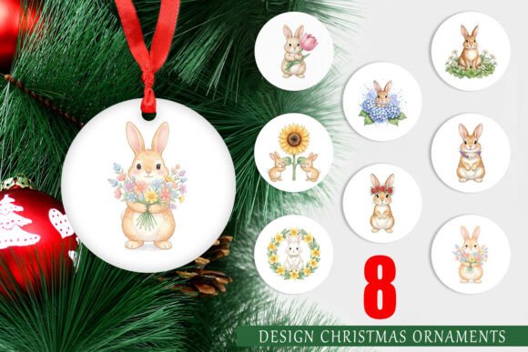 Floral Spring Easter Bunny Illustrations for Design Projects