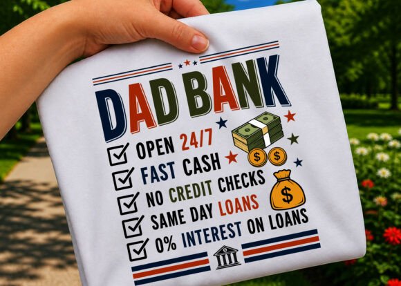 Funny Dad Bank Illustrations for Real Crafting Projects