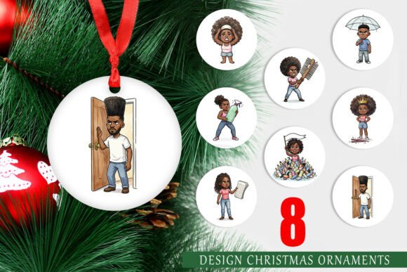 Funny Natural Hair Humor Ornament PNG: A Versatile Illustration for Crafters