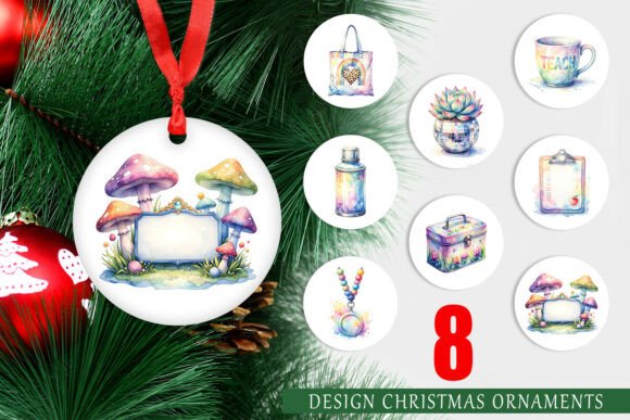 Groovy Retro School Watercolor Ornament: A Versatile Illustration for Digital Sellers