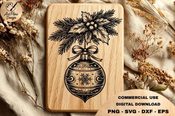 Holly Ornament Pine SVG: A Festive Illustration for Small Business Branding