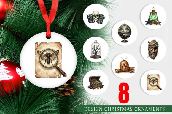Macabre Gothic Scholar Desk Ornament PNG for Illustrations