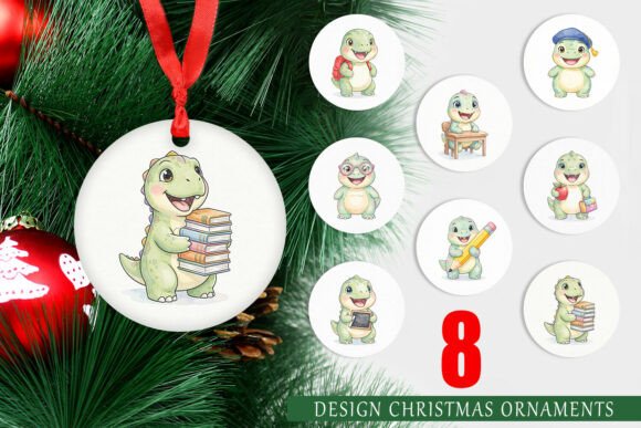 Round Storybook School Dino Ornament PNG: A Brand Designer’s Perspective