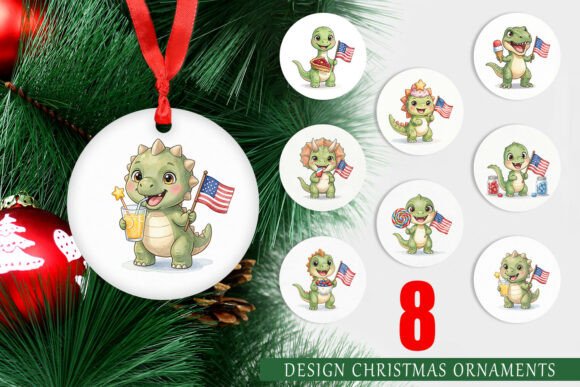 Round Summer Treats Dino Ornament PNG: A Playful Illustration for Creative Websites