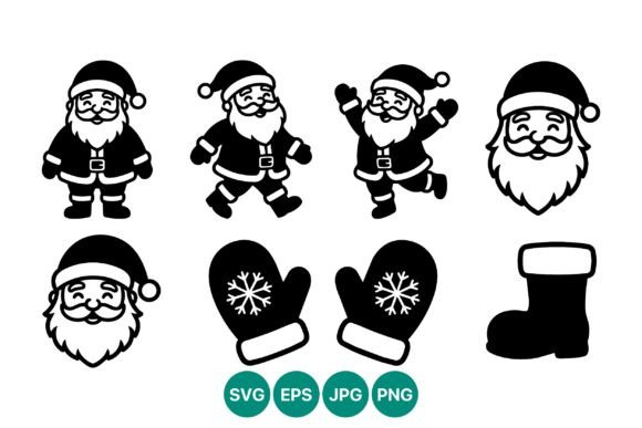 Santa Claus Black and White Icon Set Review for Digital Product Creators