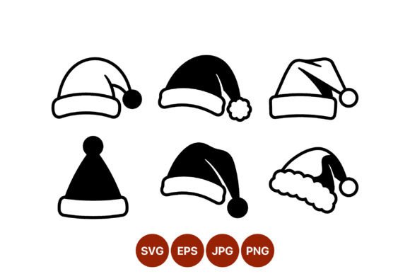 Santa Hat Silhouettes Vector Clipart for Holiday Illustrations