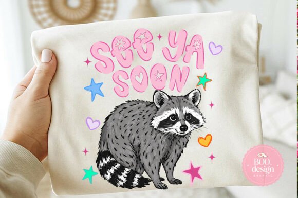 Summer See Ya Soon Racoon PNG: A Cute Illustration for Crafters
