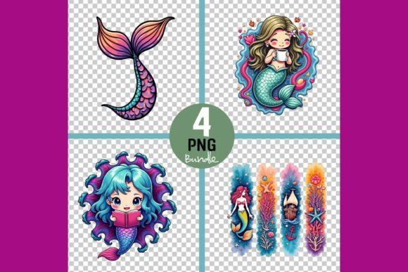 Vibrant Mermaid Illustrations for Digital Sellers