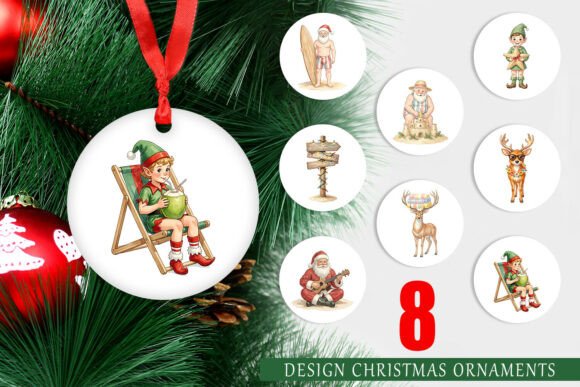 Vintage Surfing Santa Illustration: A Playful Graphic Asset for Coastal Branding