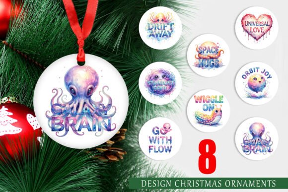 Watercolor Alien Quote Ornament: A Unique Illustration for Creative Marketing