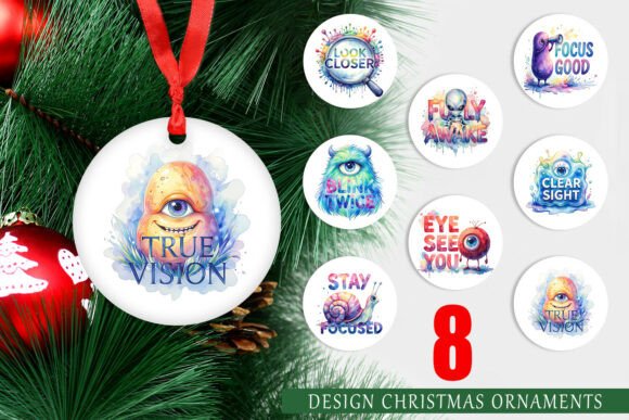 Watercolor One Eyed Monster Ornament PNG for Illustrations and Crafts
