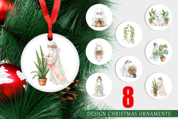 Watercolor Plant Ghost Ornament PNG: A Unique Illustration for Creative Projects