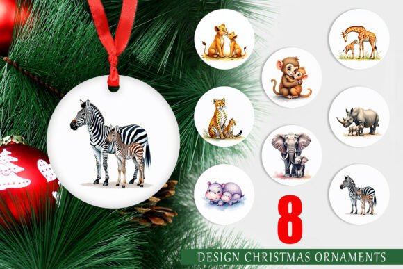 Watercolor Safari Baby Animal Ornament: A Versatile Graphic Design Asset