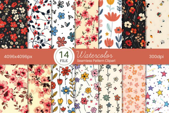 Watercolor Seamless Pattern Clipart: A Versatile Illustration for Handmade Creations