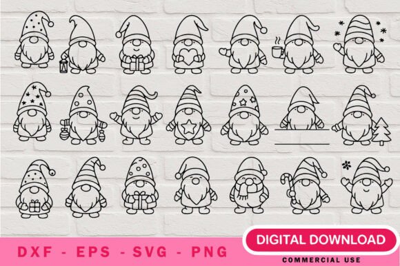 Winter Gnome Outline SVG Bundle Cricut: A Festive Illustration for Handmade Projects