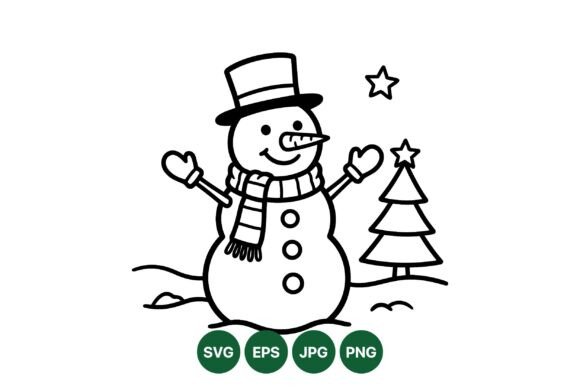 Winter Snowman Line Art SVG: A Festive Illustration for Digital Sellers