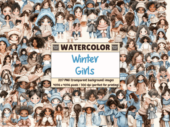 Winter-Themed Watercolor Clipart for Editorial and Web Design